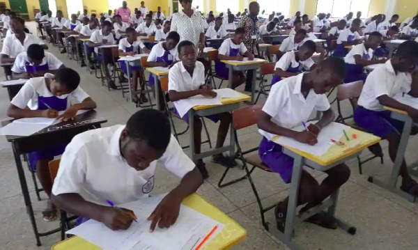 Students in an exam hall