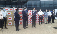 Chinese Embassy presenting medical supplies