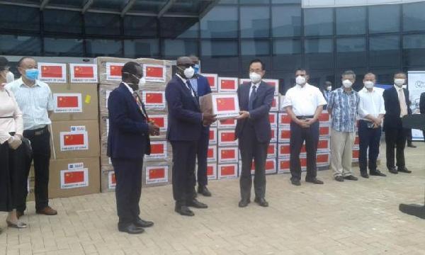 Chinese Embassy presenting medical supplies