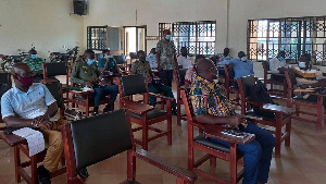 A photograph taken during a meeting with the stakeholders in Hohoe