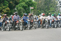 Motorcyclists in helmets