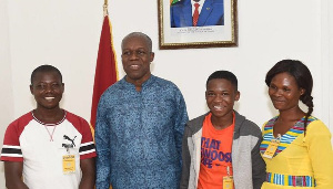 L-R: Mr Attah, Veep Amissah-Arthur, Abraham Attah and Mrs Attah