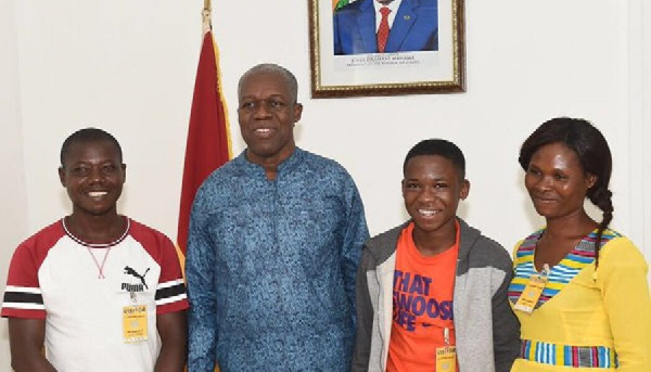 L-R: Mr Attah, Veep Amissah-Arthur, Abraham Attah and Mrs Attah