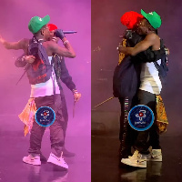 Blakk Rasta sharres a hug with Shatta Wale