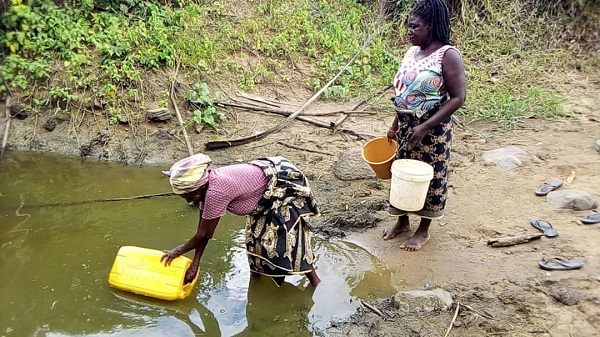 Residents say that the Kwame Ntow stream is their only source of water