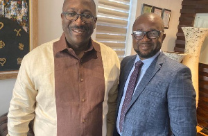 CEO of Accra-based Citi FM, Samuel Attah-Mensah with GFA President Kurt E.S Okraku