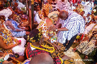 Vice-President Dr. Mahamudu Bawumia exchanging pleasantries during his visit