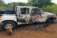 The burnt Toyota pickup