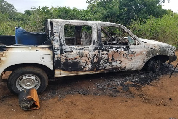 The burnt Toyota pickup