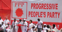 PPP party bigwigs at a rally.     File photo.