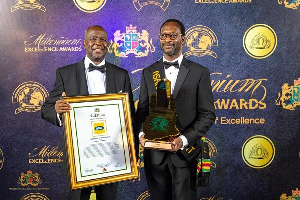 Selorm Adadevoh CEO of MTN Ghana (right) and Samuel Koranteng Chief Corporate Services Officer