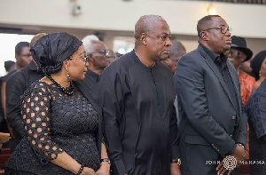 Former President John Dramani Mahama with wife and the NDC chairman, Samuel Ampofo