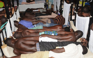 Congested inmates in one of Ghana's prisons