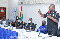 COP Kofi Boakye speaking during a meeting between the IGP and creative industry players