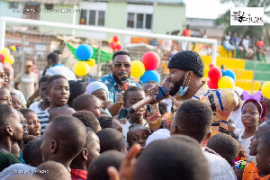 Nanky interacting with the children