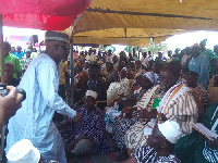 Upper East Regional Minister exchanging pleasantries with paramount chiefs