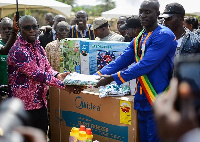 Mr. John Enimil receiving his award at the 2017 Farmers' Day celebration