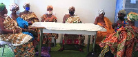 Kwaebibrem Queen Mothers Association members at a press conference