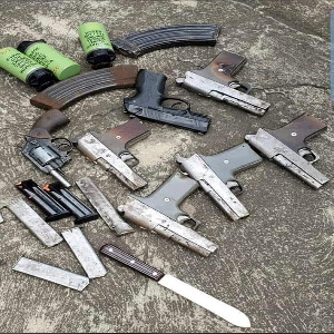 Some weapons retrieved by the security agencies from the suspects