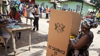 File photo of voters at a polling centre