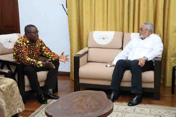 NDC national chairman, Samuel Ofosu-Ampofo speaking to J. J. Rawlings