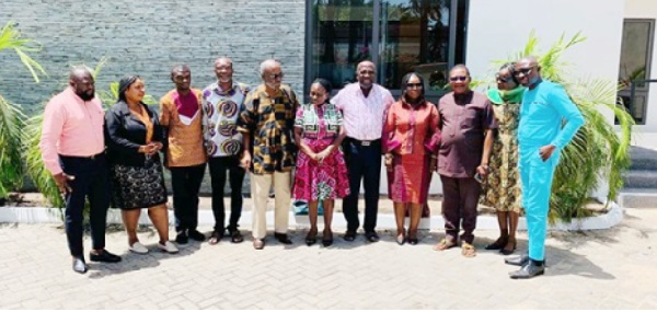 Members of the GJA 75th anniversary committee with Sir Sam Jonah (5th from right)