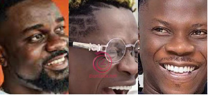 Musicians Shatta Wale (M), Sarkodie (L) and Stonebwoy (R)