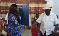 Tangoba Abayaga in a handshake with Hon.Kofi Adda