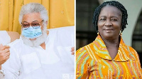 Former President Jerry John Rawlings and Prof Naana Jane Opoku-Agyemang