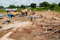 Officials visit the destroyed home of Madam Safia Abu