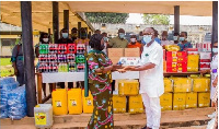 Prof Jane Naana Opoku-Agyemang presenting the items to the hospital