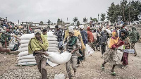 Food Aid distribution by the World Food Programme for internally displaced people in Ethiopia