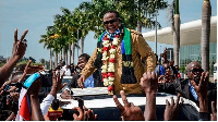 Tanzania's Tundu Lissu of the Chadema main opposition party is mobbed by his supporters