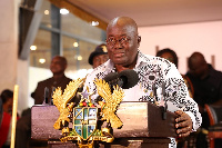 President Akufo-Addo delivering a speech at the formal opening of the mall