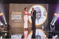 Tsonam Cleanse Akpeloo, CEO of SUKU Technologies, receiving the award