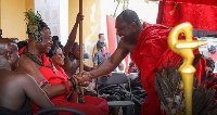 Kwame Ahomka-Lindsay pictured with the paramount chief of Kumawu, Barima Sarfo Tweneboah Kodua