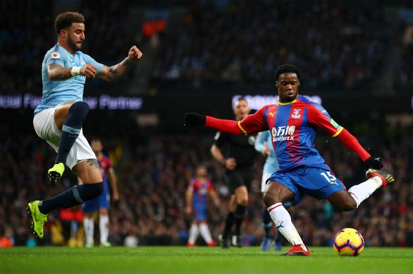 Jeffrey Schlupp scored the opener for Crystal Palace in their win at Etihad