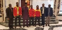 Some of the weightlifters with the President and other Executives of the Federation