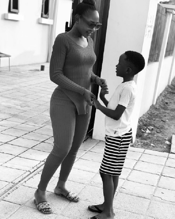 Actress Akuapem Poloo and son