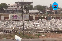 Remnants of some demolished structures at the Trade Fair Centre