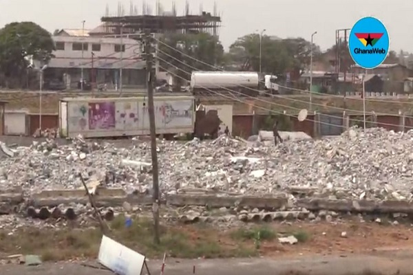 Remnants of some demolished structures at the Trade Fair Centre