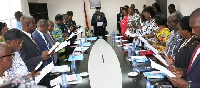 Vice President Dr Mahamudu Bawumia swearing in the new NHIS Board