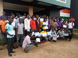 Dr. Ayine in a group photo with some beneficiaries of the ICT training