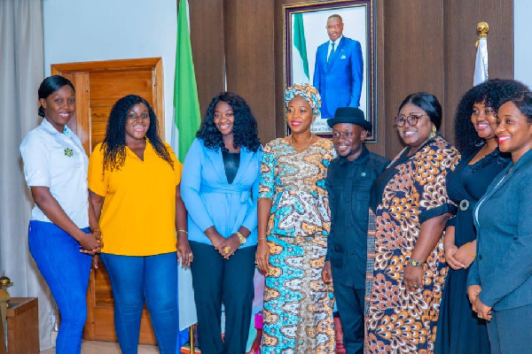 Sierra Leone First Lady (fourth left) with members of the YAWC delegation