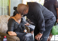 Former President of Ghana, John Dramani Mahama consoling the widow