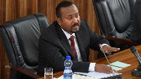 Ethiopia's Prime Minister Abiy Ahmed delivers a speech