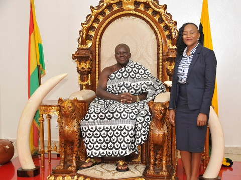 AirtelTigo CEO, Mitwa Kaemba Ng'ambi in a photo with Asantehene