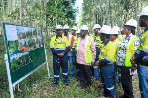 Benito-Owusu-Bio with being led on the tour by some senir officials of the company