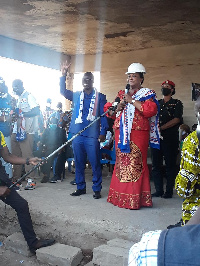 Mrs Rebecca Akufo-Addo addressing voters