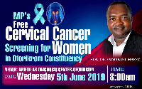 A poster for Cervical Cancer screening for women in Oforikrom constituency